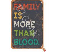 BIGYAK Family is More Than Blood Tin Look Retro 20 x 30 cm Decorazione Poster Cartello per Casa Cucina Bagno Fattoria Giardino Garage Citazioni ispiratrici Decorazione da Parete
