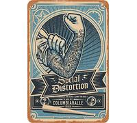 BIGYAK Social Distortion Columbiahalle Retro Nostalgic Art Traditional Rust Color Tin Logo Advertising Striking Wall Decoration Gift