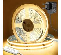 Bigzom Nastro LED 6M Bianco Caldo 2700K, 1920 LED Dimmabile 24V Nastro LED COB con Telecomando e Alimentatore, CRI90+ Illuminazione Sottopensile per Decorazione Casa Fai Da Te