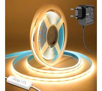 Bigzom Striscia LED COB 2M, fascia LED bianca calda 3000K, striscia LED dimmerabile 24V, CRI92, larghezza 8mm, con controller e alimentazione, per la decorazione della casa, la cucina, lo specchio