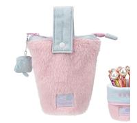 Biiange Astuccio portamatite in peluche, portapenne portatile di grande capacità, con cinturino rimovibile a bottone, astuccio per penne Kawaii, custodia per cancelleria, astuccio per trucco, per