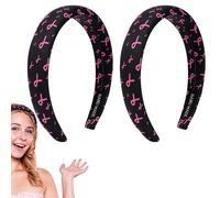Biiange Fascia per capelli con nastro nero, fascia per la sensibilizzazione sul cancro al seno, accessorio per capelli, fascia elastica larga per yoga, corsa, accessori per capelli per donne e ragazze