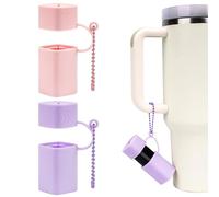 Biiange Manicotti in silicone per rossetto, portatili, con catena a sfere, per lucidalabbra Stanley, per donne e ragazze, accessori da viaggio (2 pezzi, rosa, viola)