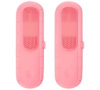 Biiange Organizer multifunzionale in silicone per pennelli da trucco, organizer portatile per pennelli da trucco per uso quotidiano e da viaggio (2 pezzi, rosa)