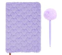 Biiange Set di quaderni in peluche, a forma di cuore, per ragazze e adolescenti, diario sfocato, blocco note A5, a righe, 80 pagine (1 set viola)