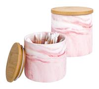 Biiange Supporto Qtip in marmo, supporto per batuffoli di cotone, supporto per batuffoli di cotone, set da bagno, per batuffoli di cotone, tamponi, cuscinetti rotondi, contenitore per bagno e