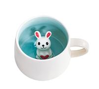 Biigming Tazza Coniglio Tazza Animal 3D in Ceramica 350ml Tazzine da caffè Mug con Figurine Animati Regalo per Natale, Compleanno, Amici, Familiari o Bambini(Coniglio)
