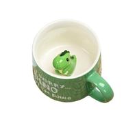 Biigming Tazza Dinosauro Tazza Animali 3D Tazzine da caffè in Ceramica Mug Bambina 350ml con figurine di animati Regalo per Natale, compleanno, festa della mamma, amici(Dinosauro verde)