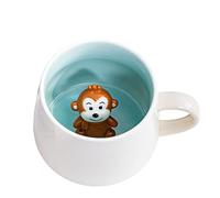 Biigming Tazza Scimmia Tazza Animal 3D in Ceramica 350ml Tazzine da caffè Mug con Figurine Animati Regalo per Natale, Compleanno, Amici, Familiari o Bambini(Scimmia)
