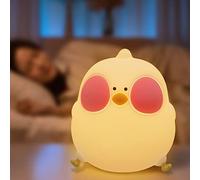 BiiKoon Pulcino Luce Notturna for Bambini Simpatico in Silicone Asilo Nido con 7 Colori Rubinetto Controllo Lampada da Comodino A LED RGB Regali Adolescenti Ragazze Ragazzi
