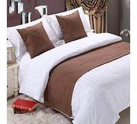 BiiKoon Runner da letto in lino marrone e cuscini coordinati, sciarpa per piedi del letto, asciugamano, protezione per biancheria da letto per king size, matrimoniale, singolo, 50 x 180 cm per 1,2 m