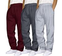 BIISDOST Confezione da 3 pantaloni sportivi da uomo con elastico in vita con coulisse, gamba larga, pantaloni sportivi con orlo aperto, comodi e morbidi, per allenamento, leggeri, larghi con tasche