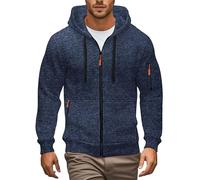 BIISDOST Felpa con cappuccio da uomo con zip e coulisse, maglione oversize, a maniche lunghe, pullover classico con cappuccio, felpa leggera con cappuccio, S-3XL, Marina Militare, M