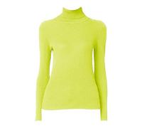 BIISDOST Maglione da donna in cotone, leggero, a dolcevita invernale, slim fit, classico, a collo alto, a maglia, sottile, dolcevita, giallo., M