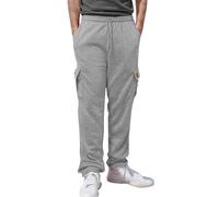 BIISDOST Pantaloni da jogging cargo da uomo UK in pile con coulisse pantaloni da lavoro a gamba dritta pantaloni da jogging elasticizzati vestibilità comoda pantaloni tattici tinta unita orlo aperto