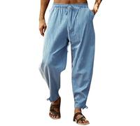 BIISDOST Pantaloni da uomo in lino larghi pantaloni da jogging con orlo aperto pantaloni da yoga pantaloni della tuta elastici con coulisse gambe dritte pantaloni atletici cotone traspirante tuta