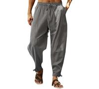 BIISDOST Pantaloni da uomo in lino larghi pantaloni da jogging con orlo aperto pantaloni da yoga pantaloni della tuta elastici con coulisse gambe dritte pantaloni atletici cotone traspirante tuta