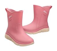 BIISDOST Stivali da pioggia da donna in gomma antiscivolo da giardino, larghi e comodi stivali corti con cinturino alla caviglia, scarpe da clown da donna, Colore: rosa., 38 EU