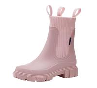 BIISDOST Stivali di gomma 2024 Donna Temperament England Rain Boots Mid Calf Boots Non Slip Wear Water Shoes Scarpe da donna Nero Stivaletti, Colore: rosa., 40 EU