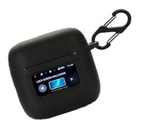 BIIULHCI Custodia in silicone per JBL Tour Pro 2, resistente agli urti e alla pelle, con moschettone, protezione a 360°, apertura di ricarica (nero)