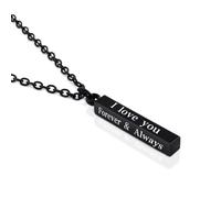 BIIVSOV Coppia di collane - I Love You Forever And Always His Her in acciaio inox inciso Lettering Promise Relationship coppia collana regalo San Valentino, Small, Acciaio inossidabile, Nessuna pietra