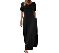 biJerou Irregolare Mezzo Corpo Gonna Abito Da Cocktail Donne Manica Corta Vestito Da Sera Ragazza Abito Lungo Con Maniche Nero Lungo Grandi Dimensioni Abito Da Spiaggia Al Ginocchio Elegante Per, Nero