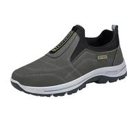 biJerou Scarpe da ginnastica da uomo, da calcio, bianco, in pelle, da uomo, colore nero, comode, in pelle, da uomo, colore marrone, da calcio, 43, da trekking, leggere, con ammortizzazione, grigio
