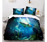 BIJOOT 155X220 Cm Copripiumino Mare Oceano Copripiumino Singolo Ragazzo Stampa 3D Set Copripiumini E Federe Morbida Microfibra Con 2 Pezzi 50X75Cm Federe