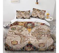 BIJOOT 200X200 Cm Set Copripiumini E Federe Mappa Del Mondo Copripiumino Una Piazza E Mezza Stampa 3D Copripiumino Matrimoniale Morbida Microfibra Con 2 Pezzi 50X75Cm Federe