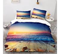 BIJOOT 240 X 260 Cm Copripiumino Tema Mare Spiaggia Paesaggio Panorama Set Copripiumino Matrimoniale Stampa 3D Copripiumini Da Letto Morbida Microfibra Con 2 Pezzi 50X75Cm Federe