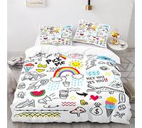 BIJOOT Arcobaleno Copri Piumino Morbida Microfibra Set Copripiumino Matrimoniale Stampa 3D Set Copripiumino Una Piazza E Mezza 200X200 Cm Con 2 Pezzi 50X75Cm Federe