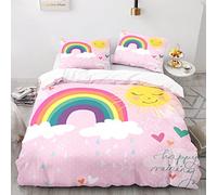 BIJOOT Arcobaleno Set Copripiumino Singolo Morbida Microfibra Copripiumino Stampa 3D Copripiumini Da Letto 155X220 Cm Con 2 Pezzi 50X75Cm Federe