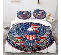 BIJOOT Bandiera Americana Copripiumino Morbida Microfibra Copri Piumino Stampa 3D Copripiumino Singolo 135 X 200 Cm Con 2 Pezzi 50X75Cm Federe