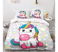 BIJOOT Copripiumino Morbida Microfibra Unicorno Copripiumino Singolo Ragazza Stampa 3D Set Copripiumini E Federe Con 2 Pezzi 50X75Cm Federe 155X220 Cm