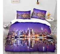 BIJOOT Copripiumino Singolo Bambino 155 X 220 Cm Morbida Microfibra Copripiumino New York Stampa 3D Sacco Copripiumino Con 2 Pezzi 50X75Cm Federe