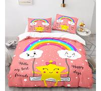 BIJOOT Copripiumino Singolo Ragazzo Con 2 Pezzi 50X75Cm Federe Morbida Microfibra Copripiumino Arcobaleno 155X220 Cm Copri Piumone Stampa 3D