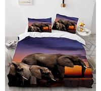 BIJOOT Elefante Animali Set Di Biancheria Da Letto Morbida Microfibra Completo Copripiumino Matrimoniale Stampa 3D Set Copripiumino Una Piazza E Mezza 200X200 Cm Con 2 Pezzi 50X75Cm Federe