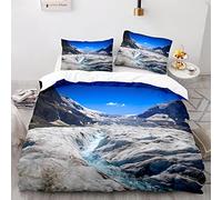 BIJOOT Ghiacciaio Paesaggio Panorama Copripiumino Morbida Microfibra Copri Piumone Stampa 3D Copripiumino Singolo Ragazza 155X220 Cm Con 2 Pezzi 50X75Cm Federe