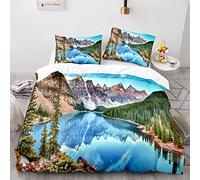 BIJOOT Ghiacciaio Paesaggio Panorama Copripiumino Morbida Microfibra Set Copripiumini E Federe Stampa 3D Sacco Copripiumino Matrimoniale 220X240 Cm Con 2 Pezzi 50X75Cm Federe