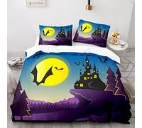 BIJOOT Halloween Copripiumino Singolo Bambina Morbida Microfibra Copripiumino Stampa 3D Copri Piumino 135X200 Cm Con 2 Pezzi 50X75Cm Federe