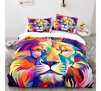 BIJOOT Leone Animali Parure Copripiumino Una Piazza E Mezza Morbida Microfibra Sacco Copripiumino Stampa 3D Completo Copripiumino Matrimoniale 200 X 200 Cm Con 2 Pezzi 50X75Cm Federe