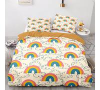 BIJOOT Morbida Microfibra Completo Copripiumino Matrimoniale Arcobaleno Sacco Copripiumino Una Piazza E Mezza 200 X 200 Cm Copri Piumone Con 2 Pezzi 50X75Cm Federe Stampa 3D