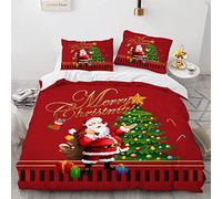 BIJOOT Morbida Microfibra Copripiumino 3D Natalizio Natale Natalizi Copripiumino Singolo Bambini 135X200 Cm Copripiumino Con 2 Pezzi 50X75Cm Federe Stampa 3D