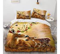 BIJOOT Morbida Microfibra Sacco Copripiumino Cervo Cervi Alce Animali Sacco Copripiumino Singolo 135X200 Cm Copripiumino Con 2 Pezzi 50X75Cm Federe Stampa 3D