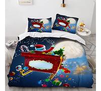 BIJOOT Natalizio Natale Natalizi Copripiumino Morbida Microfibra Parure Copripiumino Stampa 3D Copripiumino Singolo Ragazza 155X220 Cm Con 2 Pezzi 50X75Cm Federe