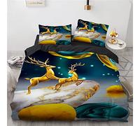 BIJOOT Parure Copripiumino Singolo 135X200 Cm Morbida Microfibra Copripiumino Cervo Cervi Alce Animali Stampa 3D Copripiumino 3D Con 2 Pezzi 50X75Cm Federe