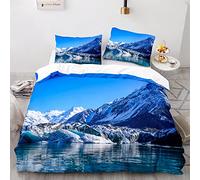 BIJOOT Sacco Copripiumino Singolo Con 2 Pezzi 50X75Cm Federe Morbida Microfibra Copripiumino Ghiacciaio Paesaggio Panorama 155 X 220 Cm Completo Copripiumino Stampa 3D