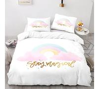 BIJOOT Set Copripiumino Singolo 135 X 200 Cm Morbida Microfibra Copripiumino Arcobaleno Stampa 3D Copripiumini Da Letto Con 2 Pezzi 50X75Cm Federe