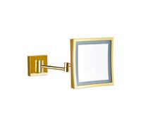 BIJOOT Specchio per Il Trucco Pieghevole da Bagno con Montaggio A Parete A LED, Specchio di Bellezza Quadrato A Doppia Faccia con Installazione Nascosta,d'oro,3X