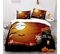 BIJOOT Stampa 3D Completo Copripiumino 220 X 240 Cm Completo Copripiumino Matrimoniale Morbida Microfibra Halloween Copripiumino Con 2 Pezzi 50X75Cm Federe